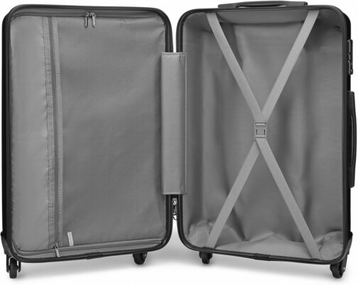 KONO Suitcase Travel Suitcase Lightweight Hard Shell Rolling Suitcase with TSA Lock and 4 Wheels, black, Hard shell – Bild 6