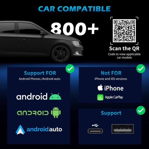 MEETOWN Wireless Carplay & Android Car Wireless Adapter 2 in 1, Converts Android Car/Carplay Wired into Wireless, Plug and Play with Type-C & USB-A, Compatible with AD10+/iOS 10+ – Bild 6