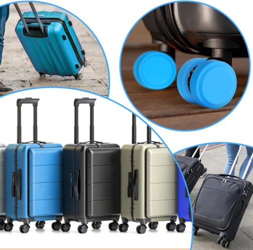 Pack of 8 All-Inclusive Luggage Wheel Covers, Silicone Luggage Wheel Protector, Noise-Proof, Drop-Proof Luggage Spinner Covers for Most 8 Wheels Luggage (Blue), blue – Bild 7