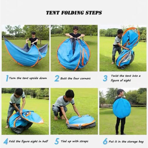 Welhan 2-3 Person Pop Up Instant Tent, Waterproof Tent, Lightweight Camping, Breathable for Camping, Climbing, Fishing, Survival, or Festival – Bild 3