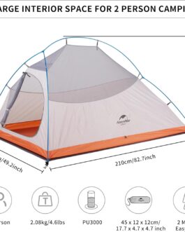 Naturehike Cloud Up 2 Camping Tent Ultralight Tent 2 People 3-4 Season Waterproof Tent for Backpack Hiking