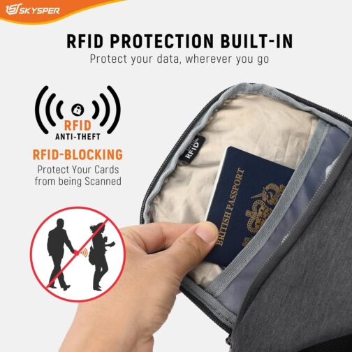 SKYSPER Shoulder Bag Chest Bag RFID Sling Bag Men's Lightweight Shoulder Bag Anti-Theft Crossbody Bag Outdoor Travel, darkgray, City Country Style – Bild 3