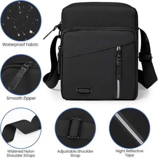 Lanvixo Men's Shoulder Bag, Messenger Bag with Multi Pocket, Waterproof Mobile Phone Case, Shoulder Bag for Daily Life, Business, Work, Travel – Bild 3