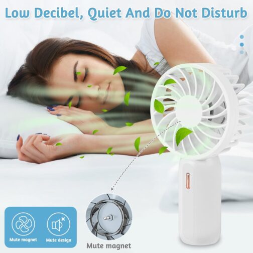 AMFUN Handheld Fan, Portable Mini Fan, Rechargeable USB Fan, Powerful Mini Fan with 3 Speeds for Travel, Home, Outdoor, Indoor (White) – Bild 5