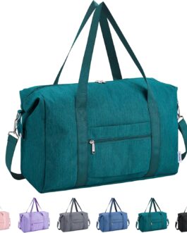 Narwey Ryanair Hand Luggage 40 x 20 x 25 Small Travel Bag Hand Luggage Bag for Aeroplane Foldable Small Women’s Travel Bag Sports Bag Weekender 20 L, blue-green