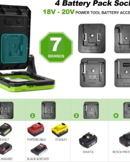 SYLSTAR Battery Construction Spotlight for 18-20 V Batteries, 30 W 3000 LM Work Light LED Battery Lamp Compatible with Bosch Professional, Makita, Dewalt, Black & Decker, PorterCable, Stanley and