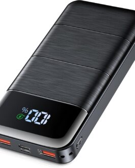 Power Bank USB C 22.5 W, Power Bank 27000 mAh PD20W Quick Charge Function, External Mobile Phone Battery Portable Charger with LED Display, 3 Outputs, 2 Inputs, Protable Mobile Power Bank Station for