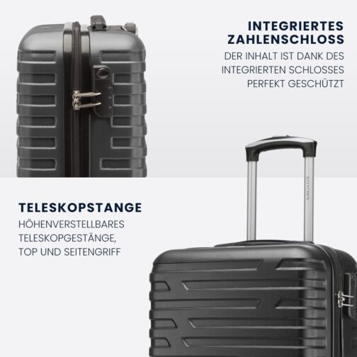 Wittchen Sturdy Suitcase, Trolley, Hand Luggage, Cabin Case. Dimensions: 54 x 39 x 23 cm. Capacity: 38 L. Weight: 2.8 kg. ABS A-line Ii, gray – Bild 4