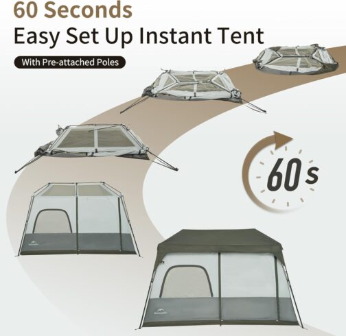 Naturehike Camping Tent Pop Up Tent Waterproof Windproof Sun Protection Automatic Pop Up Tent 4 Seasons Easy to Assemble Tent for Outdoor, Backpack, Festival – Bild 5