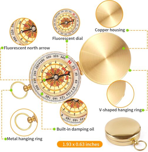 Children's Compass, Outdoor Pocket Compass, Portable Compass, Hiking Compass with Fluorescence, Clamshell Compass, Waterproof Compass for Outdoor Activities, Hiking, Climbing – Bild 3