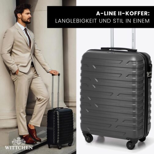 Wittchen Sturdy Suitcase, Trolley, Hand Luggage, Cabin Case. Dimensions: 54 x 39 x 23 cm. Capacity: 38 L. Weight: 2.8 kg. ABS A-line Ii, gray – Bild 8