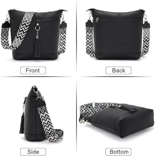 Sasrymnl Women’s Shoulder Bag, Large/Medium Size, Black, Vegan Leather – Bild 3