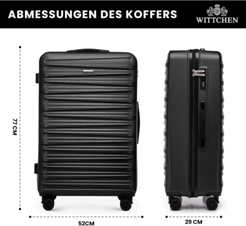 WITTCHEN Skyspeed Line ABS Hard Shell Suitcase Travel Suitcase Trolley Combination Lock Telescopic Handle 4 Wheels, black – Bild 2