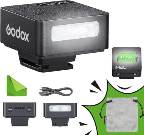Godox IM20 Camera Flash - Godox im20 Mini Flash - Manual 440 Full Power - Flashes / 3s Recycle Times / 5 Power Level, Camera Flash for Sony Zve10/Sony Zv1/Sony A7III/Ricoh gr3/Fujifilm f1