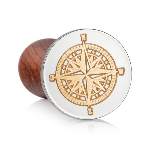 Mceal Wax Seal Stamp, Silver Brass Head with Wooden Handle (Compass) – Bild 3