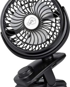 IREENUO Mini Fan Clip Fan 4400mAh Battery Operated USB Desk Fan Portable Personal Fan Small Quiet Fan for Office,Home,Travel,Camping,Baby Stroller(Black)