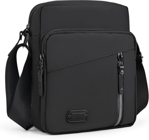 Lanvixo Men's Shoulder Bag, Messenger Bag with Multi Pocket, Waterproof Mobile Phone Case, Shoulder Bag for Daily Life, Business, Work, Travel