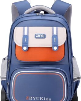 Amythe Children’s Backpack Trolley, 28L Backpack with Wheels for Children, Removable Trolley School Bag for Boys Grades 1-4, School Bag for School/Travel, 6 Wheels, Blue