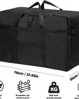 Large Travel Bag, Foldable Travel Bag with Wrist Strap, Waterproof Carry Bag, for Airline Travel, Camping, Moving and School, for Men and Women, Green, No
