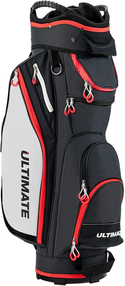 COSTWAY Golf Cart Bag Lightweight Golf Cart Bag with Rain Cover 14 Divisions of Club Compartment Also for Use on Golf Trolley and Golf Cart 7/8 Zip Pockets