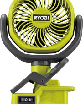 RYOBI 18 V Battery Clip Fan RCF18-0 (Compact and Portable Battery Fan, Rubberised Mounting Clip, 2-Level Adjustment, Drum Diameter (cm) 10, without Battery & Charger in Box), Green