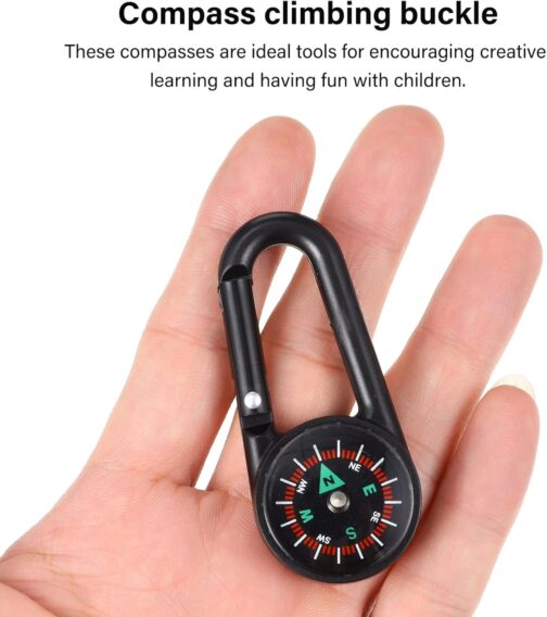 Toddmomy 24 Carabiners Climbing Compass Small Compass Keychain Survival Compass Pocket Compass Trekking Compass Kids Camping Favour – Bild 6