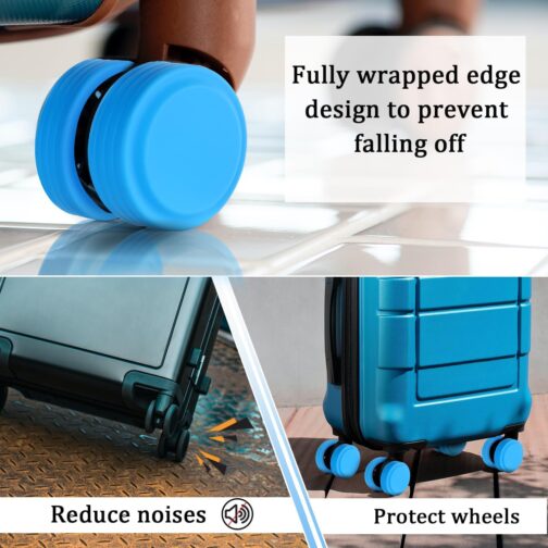Pack of 8 All-Inclusive Luggage Wheel Covers, Silicone Luggage Wheel Protector, Noise-Proof, Drop-Proof Luggage Spinner Covers for Most 8 Wheels Luggage (Blue), blue – Bild 6