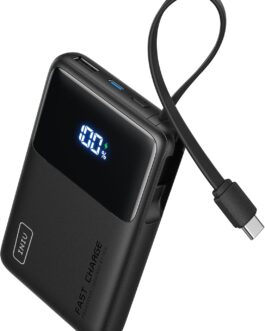 INIU 45 W Power Bank, 10000 mAh Slim Power Bank with Integrated USB-C Cable, High-Speed Portable Charger USB C In&Out, Battery Pack for iPhone 16 15 14 13 Samsung Xiaomi MacBook