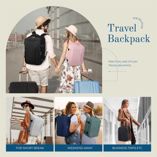 For hand luggage, backpack, travel backpack, hand luggage, airplane backpack, travel backpack, hand luggage, bag, carry on luggage, black, 40 x 20 x 25 inches, Outdoor|travel – Bild 9