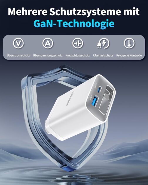 Retractable 65W Wall Charger with Cables, 3-Port USB Charging Block, 65W Quick Charge Charger for iPhone 16/15/14/13/12/11 Series, for iPad, Tablet, Galaxy and More, White – Bild 6