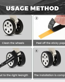 VELCUMA Luggage Wheel Protector Silicone, Suitcase Wheels Silicone – Non-Slip & Low Noise Suitcase Wheel Cover, Waterproof, for Most Office Chairs/Luggage/Shockproof Protection, 4 pieces black.