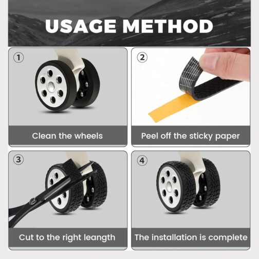 VELCUMA Luggage Wheel Protector Silicone, Suitcase Wheels Silicone - Non-Slip & Low Noise Suitcase Wheel Cover, Waterproof, for Most Office Chairs/Luggage/Shockproof Protection, 4 pieces black. – Bild 2