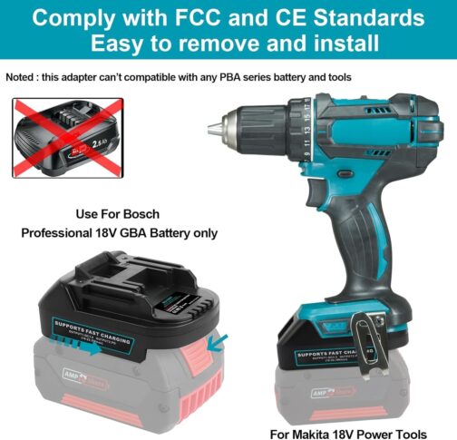 Powarobor USB Battery Adapter Dual USB/Type-C Ports Compatible with Makita 18V LXT Power Tools (for Bosch 18V GBA Batteries BAT609 BAT610, Adapter Only) – Bild 6