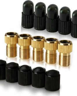 Mobi Lock 5 Pack Presta Valve Adaptors Brass Presta to Schrader for Bicycles and Cars for Standard Pumps & Air Compressor Adapter for Bicycle Valve to Car Valve