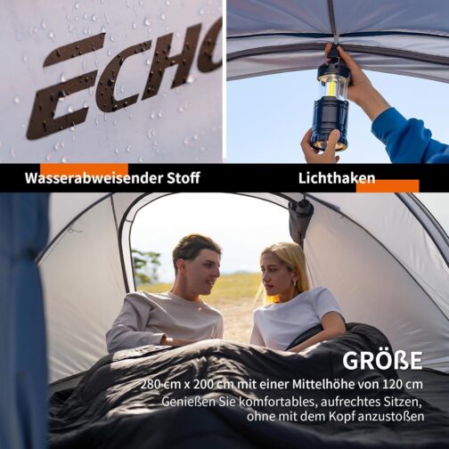 EchoSmile Camping Tent, Pop Up Tent for 4-6 People, Waterproof Family Tent with 2 Ventilation Windows, Suitable for Camping, Picnics, Hiking and Outdoor Activities – Bild 4