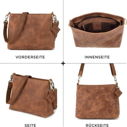 Berliner Bags Vintage Umhängetasche Marbella M, Große Schultertasche Crossbody Bag aus Leder, Handtasche für Damen – Bild 6