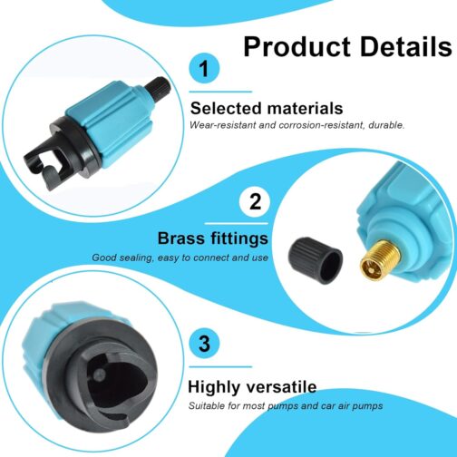 Sup Adapter for Compressor, Sup Pump Adapter with 4 Pieces Gas Nozzle, Inflatable, Portable Sup Valve Adapter for Paddleboards, Inflatable Boats, Kayaks, Stand Up Paddleboards, Swimming Rings – Bild 4