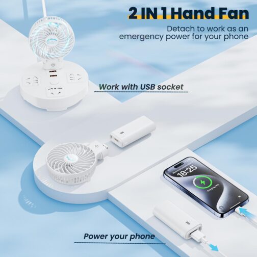 HandFan Portable Hand Fan, Folding Desktop USB Battery Fan with 5200mAh Power Bank Function, Mini Electric Personal Fan for Office/Home/Outdoor/Camping/Stroller – Bild 3