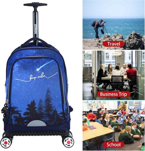 UNIKER Wheeled Backpack Travel Carry On Luggage with Swivel Wheels, Rolling Bookbag for Boys, Laptop Bag with Wheels for 15.6" Notebook, Falling Star, rolling backpack – Bild 6