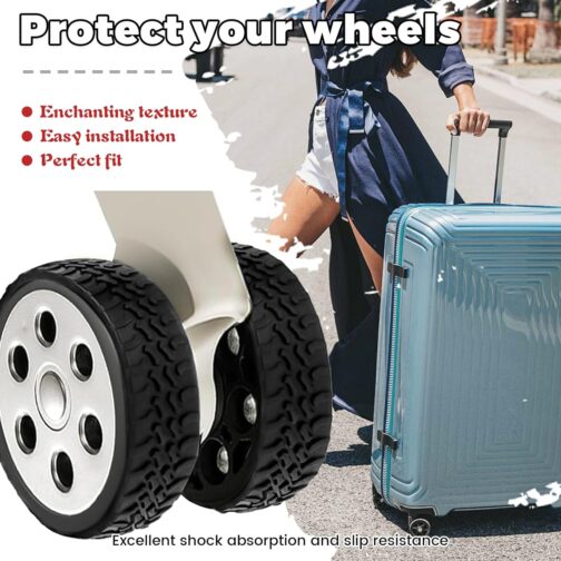 VELCUMA Luggage Wheel Protector Silicone, Suitcase Wheels Silicone - Non-Slip & Low Noise Suitcase Wheel Cover, Waterproof, for Most Office Chairs/Luggage/Shockproof Protection, 4 pieces black. – Bild 4