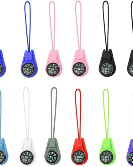MisFun Pack of 12 Mini Survival Compass, Multi-Colour Compass, Children, Compass Outdoor, Compass Survival Lanyard, Compass Pendant, Mini Compass, Compass, for Hiking, Camping and Tourism