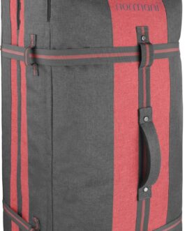 XXL Travel Bag with 125 Litres and 3 Large Compartments – Trolley with Two Wheels Travel Bag, Dark grey/red, travel bag