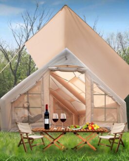 Aufblasbares Zelt 2-10 Personen, Inflatable Tent mit Rauchabzug, Camping Zelt Aufblasbar- 5 Minuten Aufbau, Luftzelt Aufblasbar Glamping Mit 2 großen Reißverschutztüren, Familienzelt Aufblasbar.