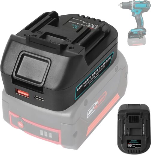 Powarobor USB Battery Adapter Dual USB/Type-C Ports Compatible with Makita 18V LXT Power Tools (for Bosch 18V GBA Batteries BAT609 BAT610, Adapter Only)