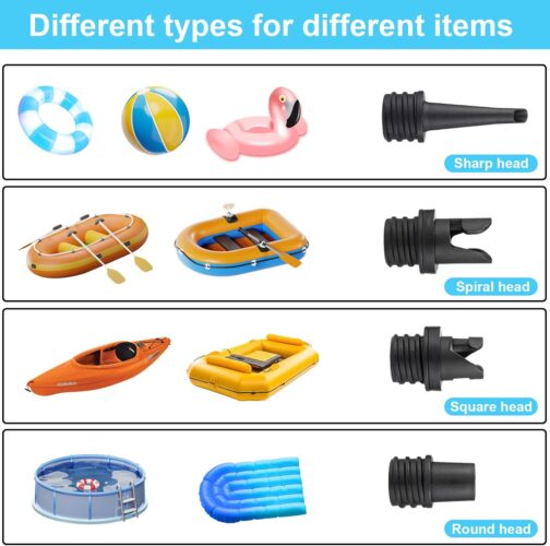 Sup Adapter for Compressor, Sup Pump Adapter with 4 Pieces Gas Nozzle, Inflatable, Portable Sup Valve Adapter for Paddleboards, Inflatable Boats, Kayaks, Stand Up Paddleboards, Swimming Rings – Bild 7