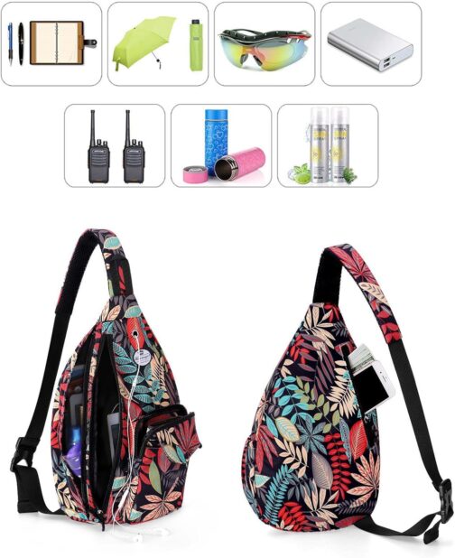 HUA ANGEL Stylish Chest Bag Crossbody Bag Lightweight Floral Pattern Backpack Women's Waterproof Small Sling Bag Chest Bag Shoulder Bag Women's with Bottle Compartment for Travel Sporty Hiking – Bild 6