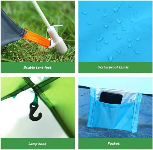 Welhan 2-3 Person Pop Up Instant Tent, Waterproof Tent, Lightweight Camping, Breathable for Camping, Climbing, Fishing, Survival, or Festival – Bild 5