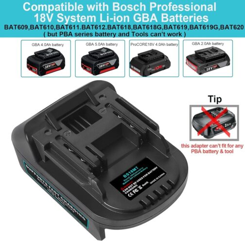 Powarobor USB Battery Adapter Dual USB/Type-C Ports Compatible with Makita 18V LXT Power Tools (for Bosch 18V GBA Batteries BAT609 BAT610, Adapter Only) – Bild 4