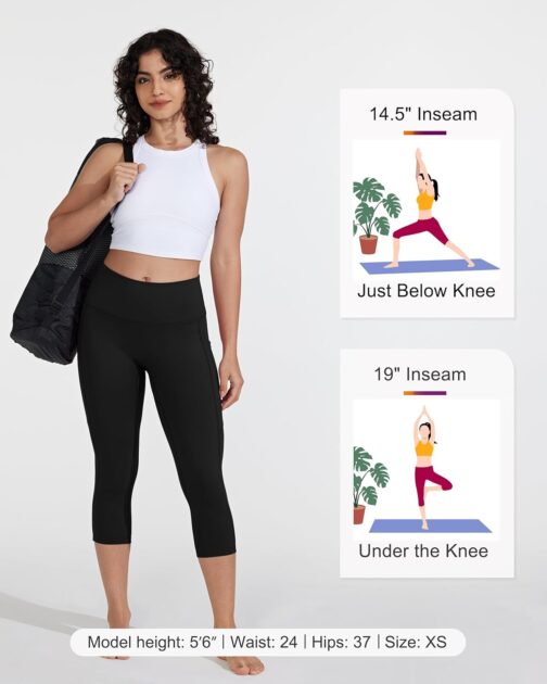 WILLIT Women's Yoga Capri Leggings with Pockets, High Waisted Exercise Capris Trousers for Casual Summer Workout – Bild 6