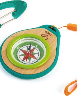 Hape Nature Fun Camper Set with Compass and Carabiner Hook Made of Bamboo and Vegetable Plastic, from 4 Years
